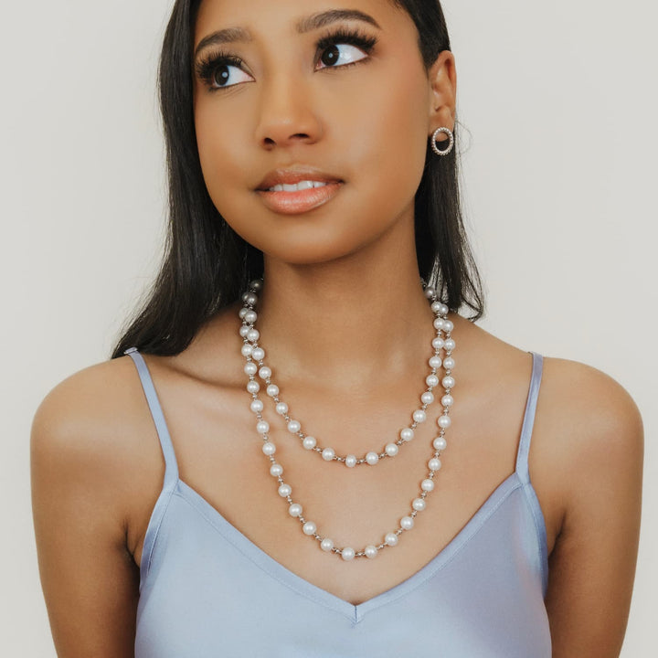 Collana Bella con Perle in Rodio