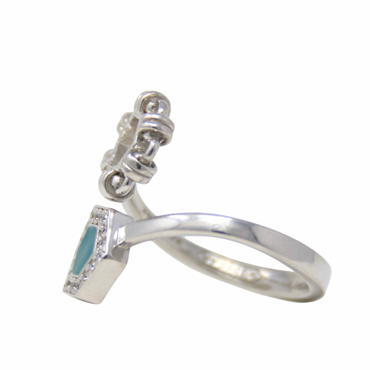 Anello Deco Statement in Rodio con Verde & Pavé