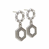 Orecchini Deco Statement in Rodio con Bianco & Pavé