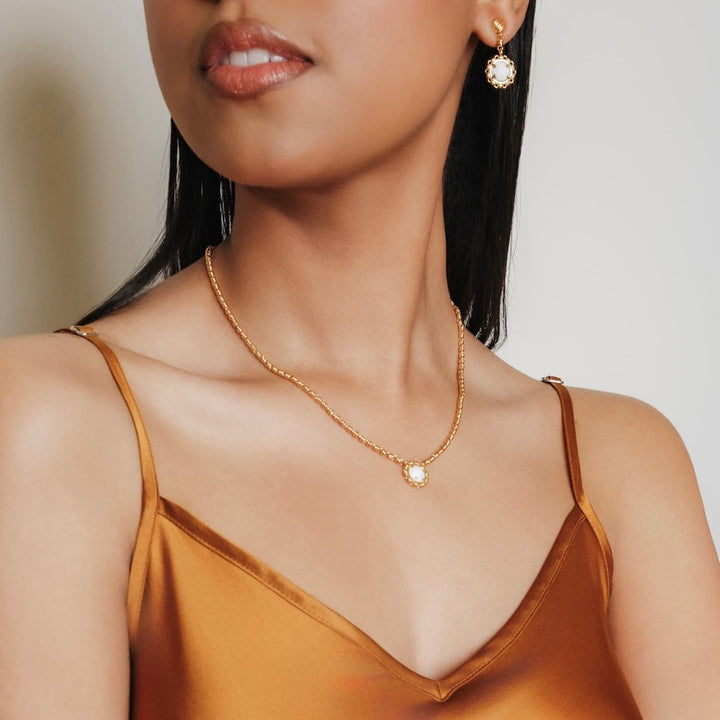 Collana Gemma in Oro con Agata Bianca