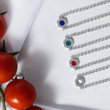 Collana Deco in Rodio con Blu, Turchese & Pavé