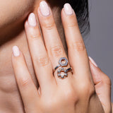 Anello Deco Statement in Rodio con Pavé