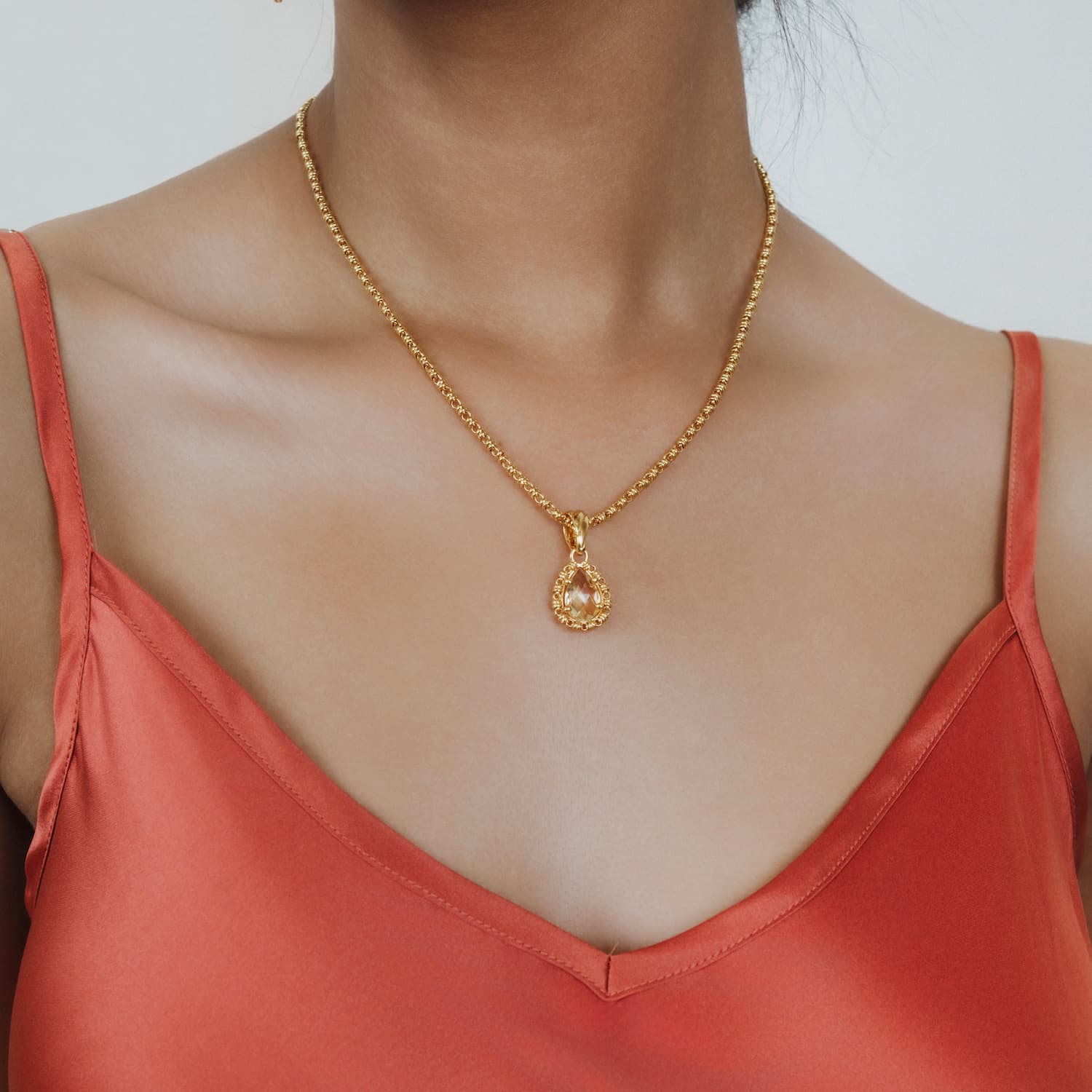 Pendente Goccia in Oro con Citrino, Piccolo