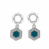Orecchini Deco Statement in Rodio con Verde & Pavé