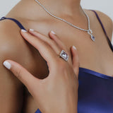 Anello Quadra in Rodio con Ametista