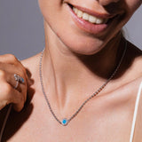 Collana Deco in Rodio con Blu, Turchese & Pavé