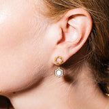Orecchini Deco Statement in Oro con Bianco & Pavé