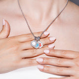 Pendente Deco in Rodio con Blu, Turchese & Pavé