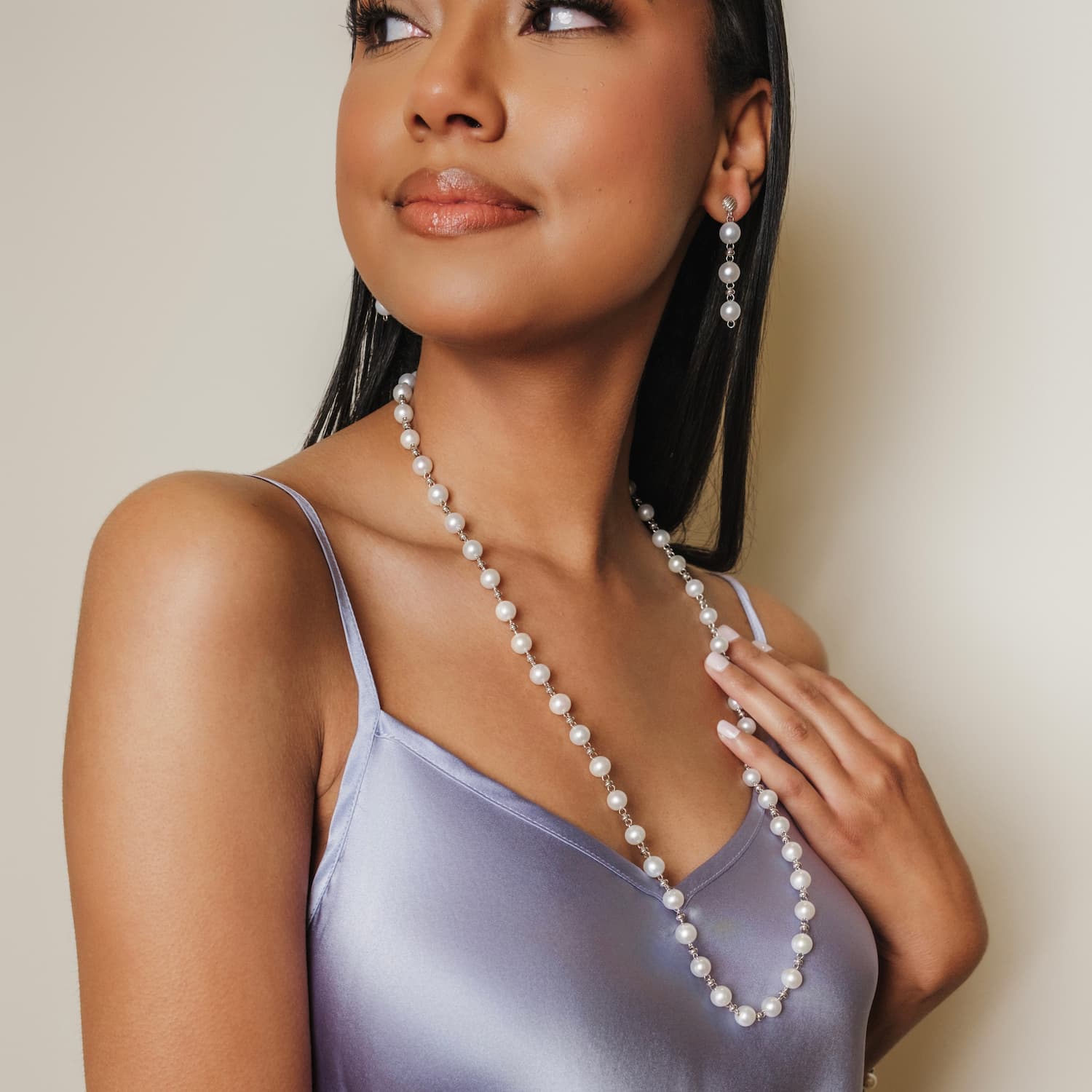 Orecchini Bella con Perle in Rodio