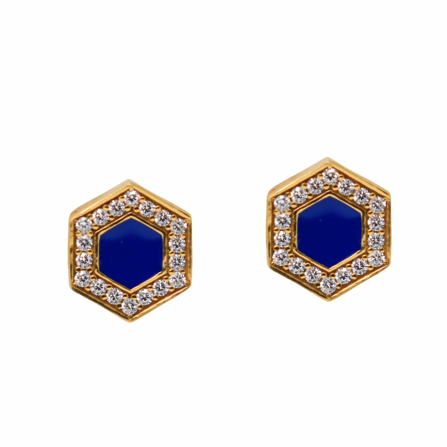 Orecchini Deco in Oro con Blu & Pavé