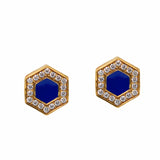 Orecchini Deco in Oro con Blu & Pavé
