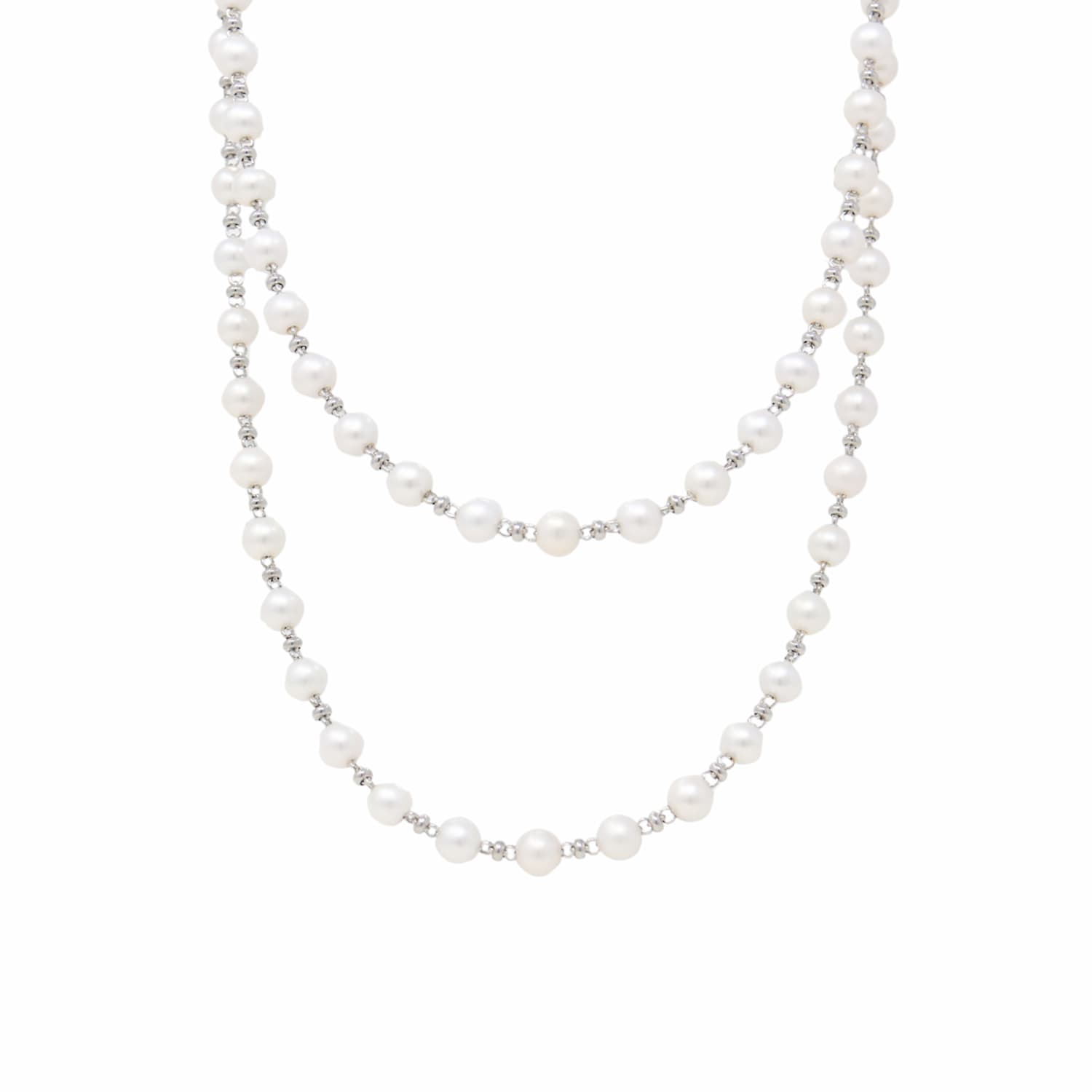 Collana Bella con Perle in Rodio