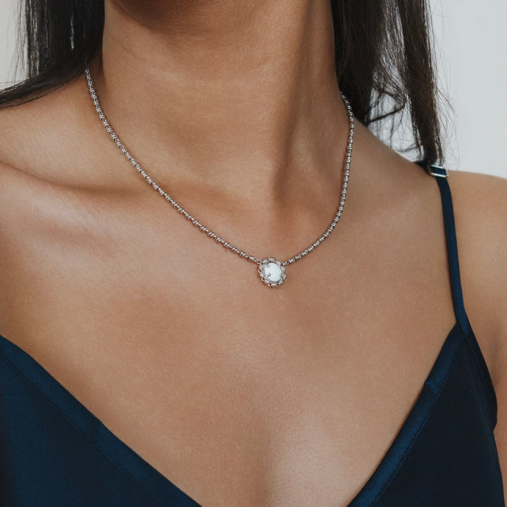 Collana Gemma in Rodio con Agata Bianca
