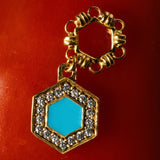 Orecchini Deco Statement in Oro con Turchese & Pavé
