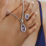 Pendente Goccia in Rodio con Ametista, Piccolo