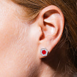 Orecchini Deco in Rodio con Rosso & Pavé