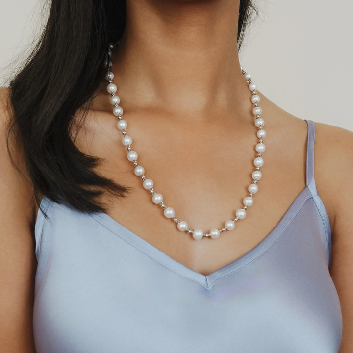 Collana Bella con Perle in Rodio