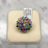 Anello in Oro Bianco 18K con Mix di Zaffiri e Diamanti