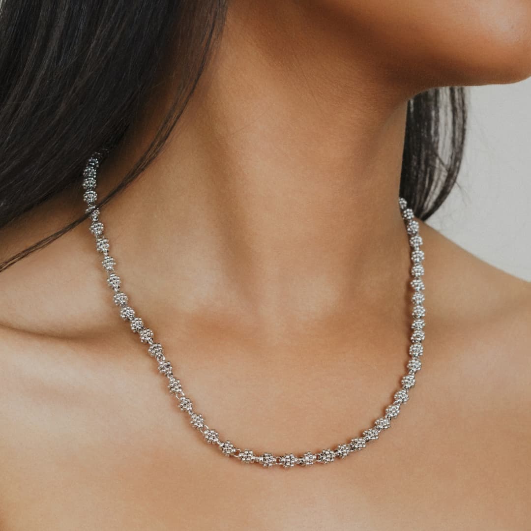 Collana Links Caviale in Rodio