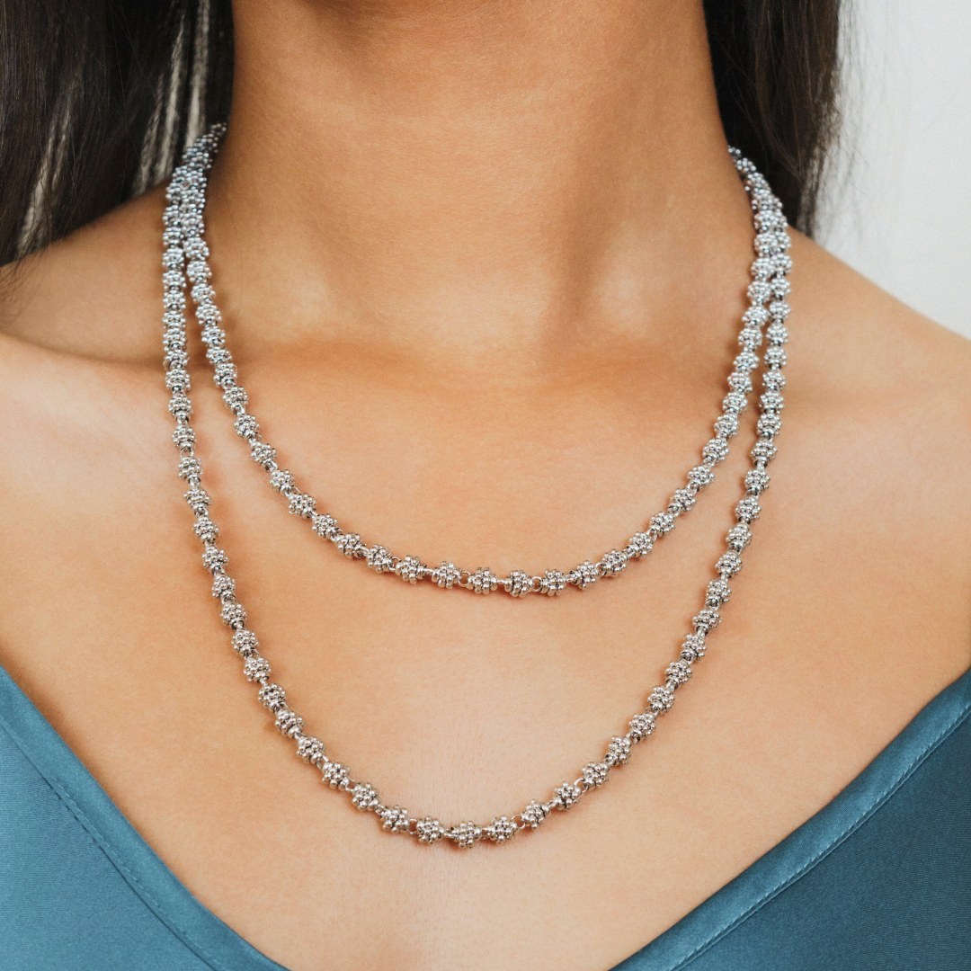 Collana Links Caviale in Rodio