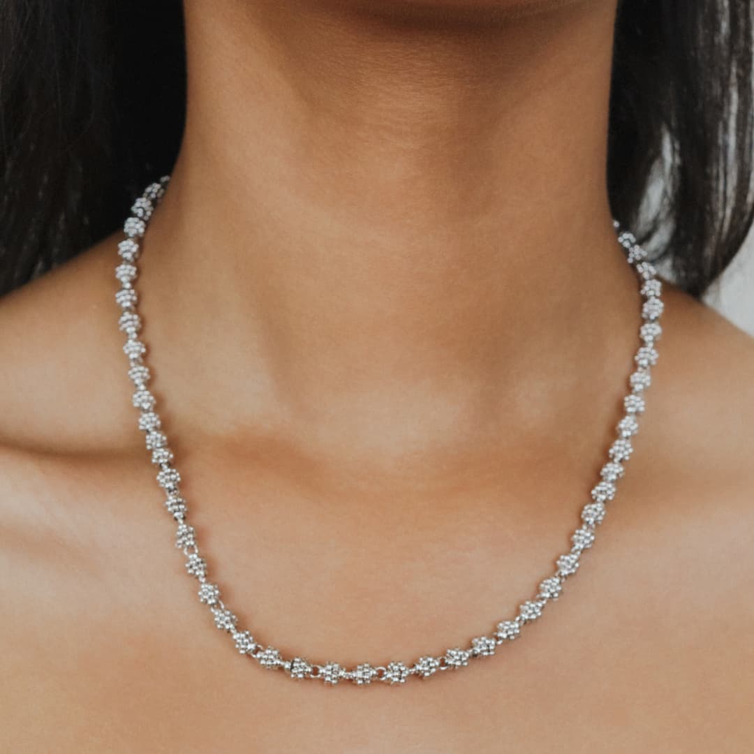 Collana Links Caviale in Rodio