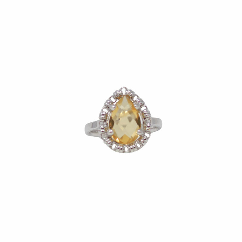 Anello Goccia in Rodio con Citrino, Piccolo