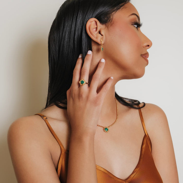 Anello Gemma in Oro con Malachite
