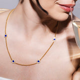 Collana Deco Statement in Oro con Blu, Turchese & Pavé