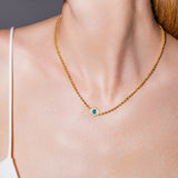 Collana Deco in Oro con Verde, Bianco & Pavé