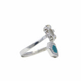Anello Deco Statement in Rodio con Verde & Pavé