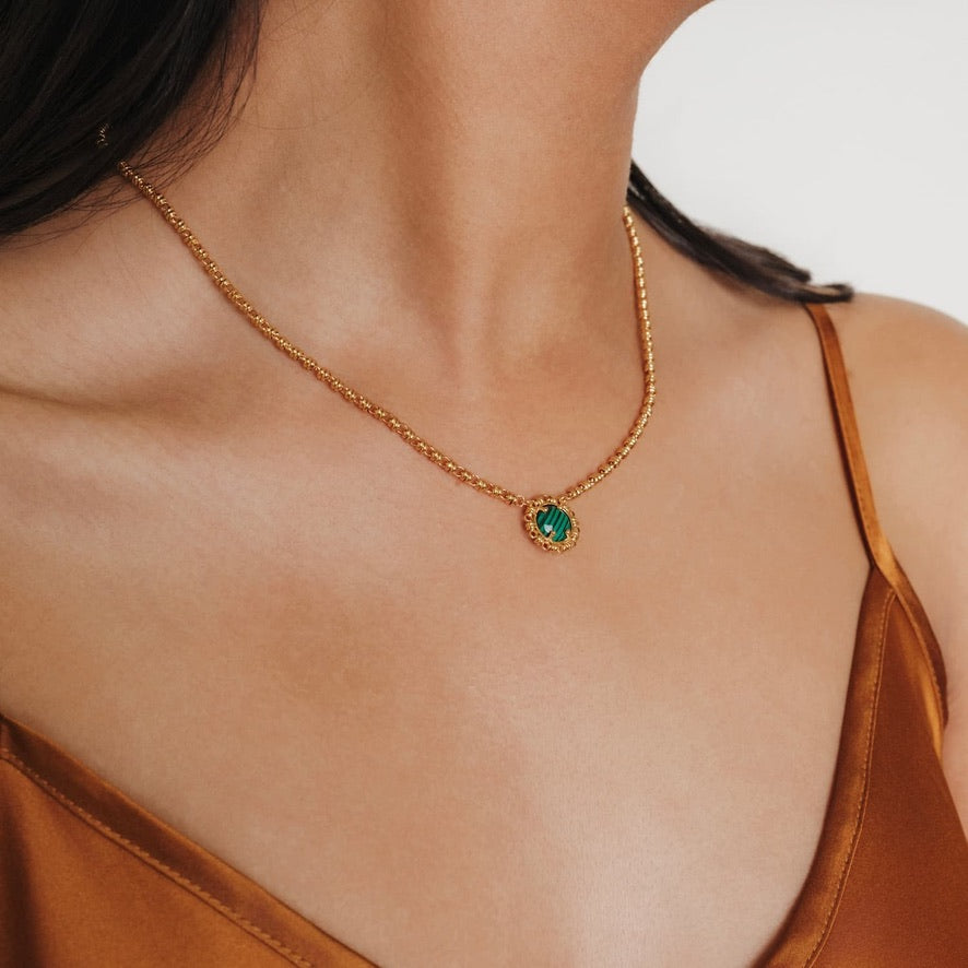 Collana Gemma in Oro con Malachite