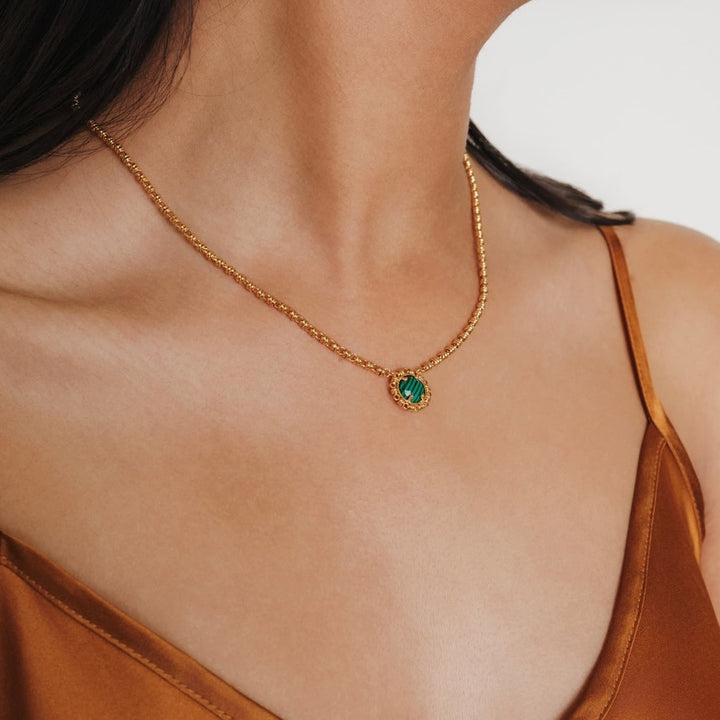 Collana Gemma in Oro con Malachite