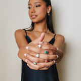 Anello Gemma in Rodio con Malachite