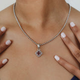 Pendente Quadra in Rodio con Ametista, Piccolo