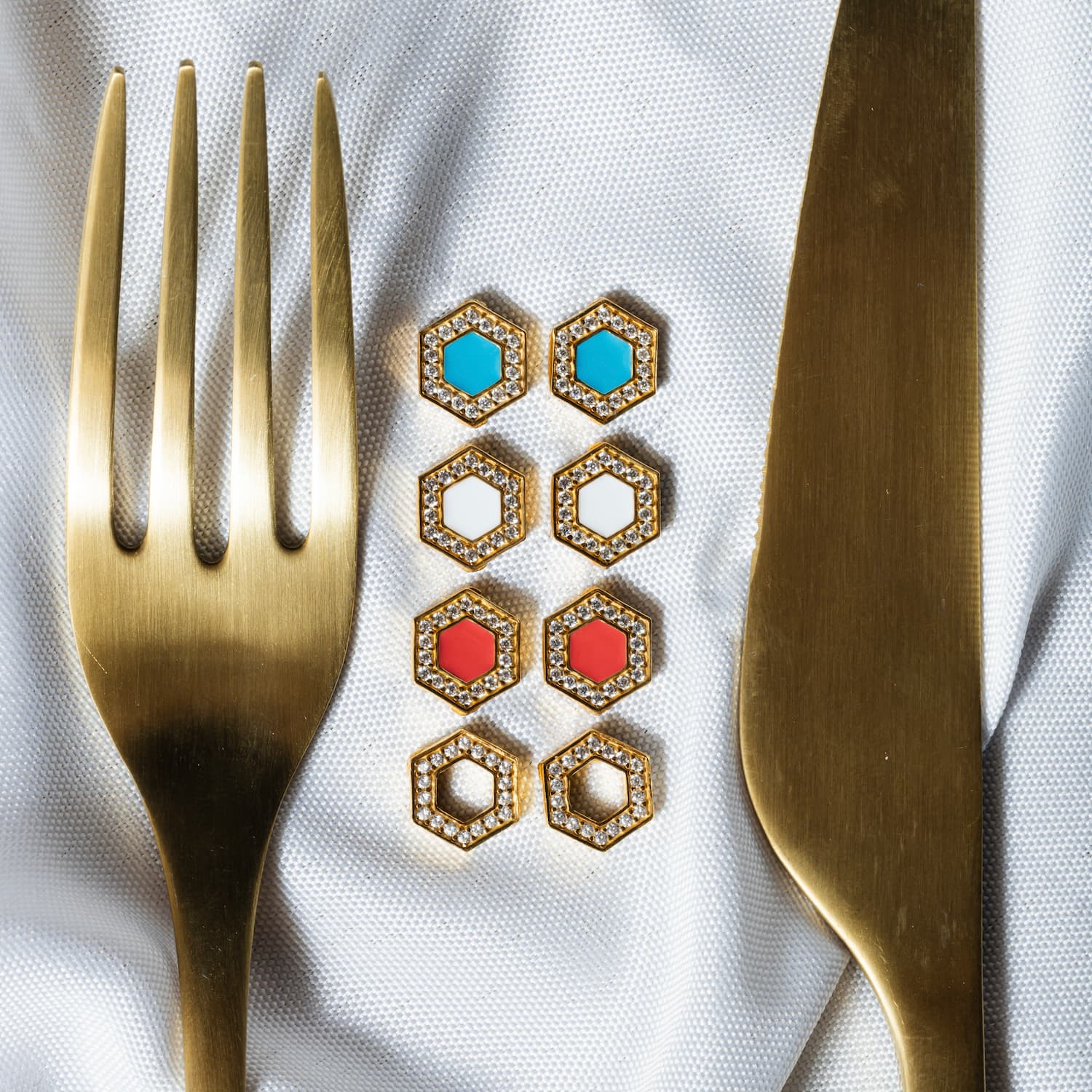 Orecchini Deco in Oro con Corallo & Pavé