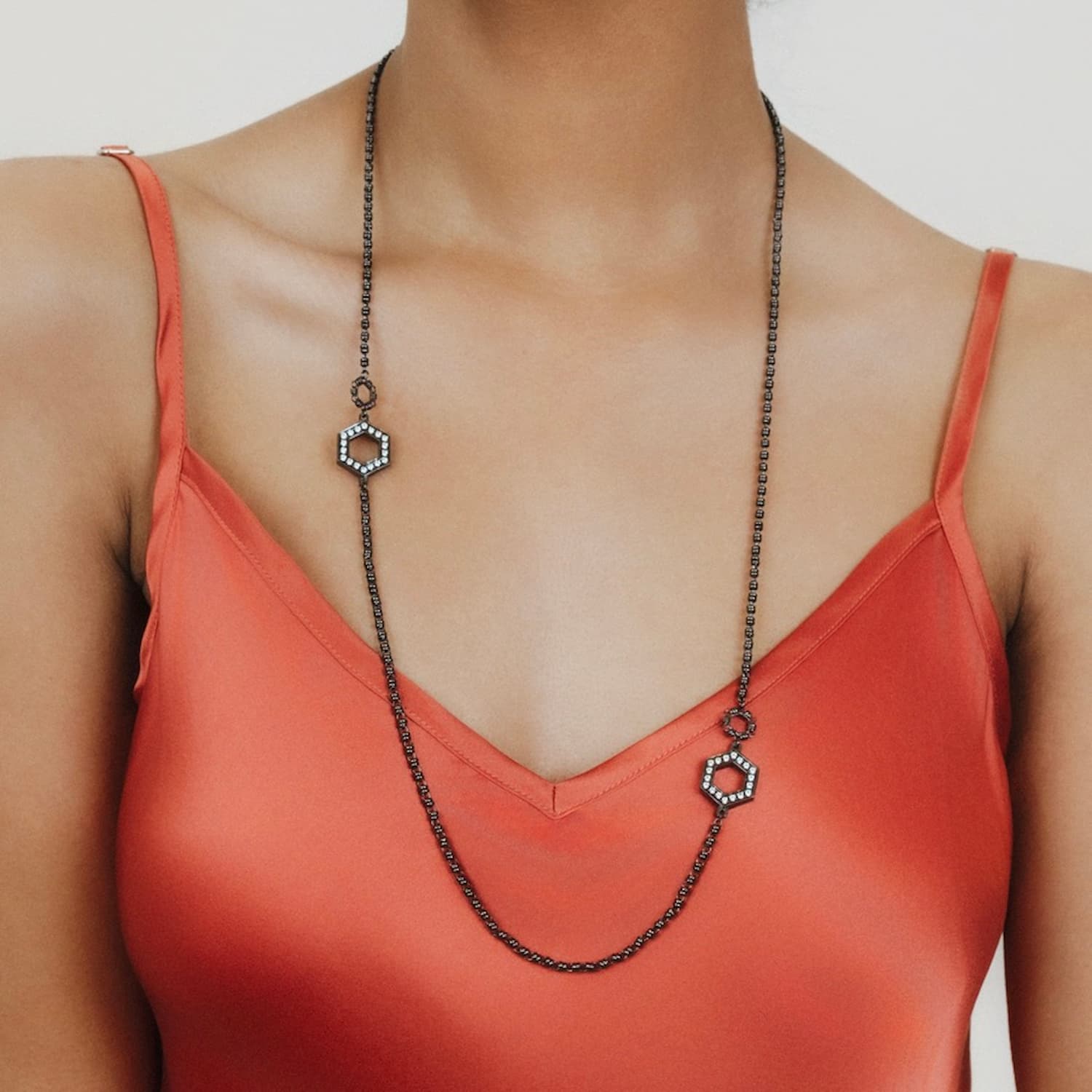 Collana Super Deco in Rodio Nero con Pavé