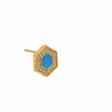 Orecchini Deco in Oro con Turchese & Pavé