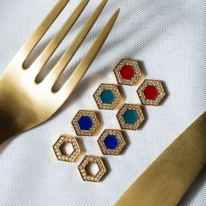 Orecchini Deco in Oro con Rosso & Pavé