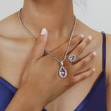 Pendente Goccia in Rodio con Ametista, Piccolo