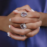 Anello Quadra in Rodio con Ametista