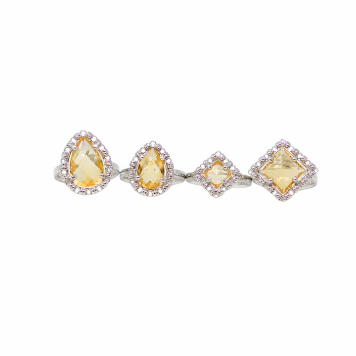 Anello Quadra in Rodio con Citrino, Piccolo