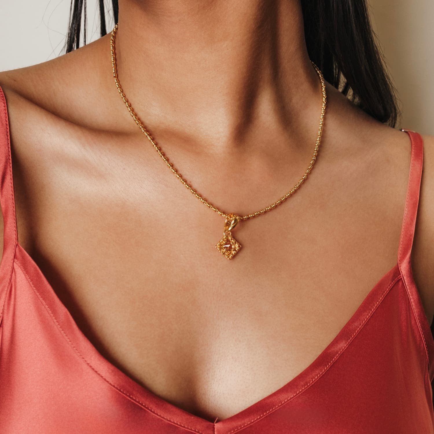 Pendente Quadra in Oro con Citrino, Piccolo