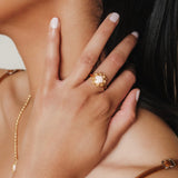 Anello Gemma in Oro con Corallo Rosa