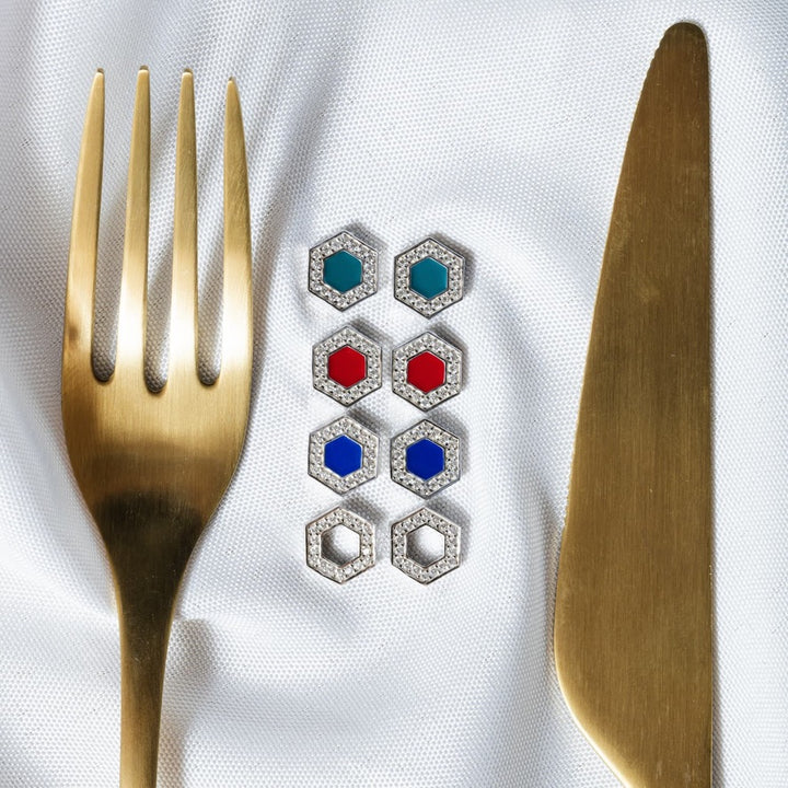 Orecchini Deco in Rodio con Pavé