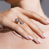 Anello Deco Statement in Rodio con Pavé