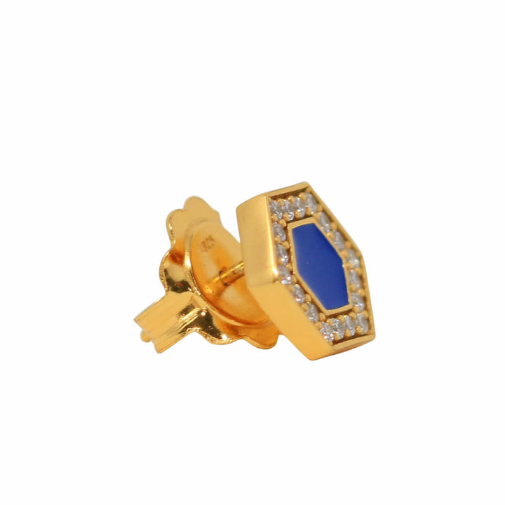 Orecchini Deco in Oro con Blu & Pavé