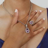 Anello Goccia in Rodio con Ametista, Piccolo