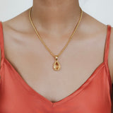 Pendente Goccia in Oro con Citrino, Grande