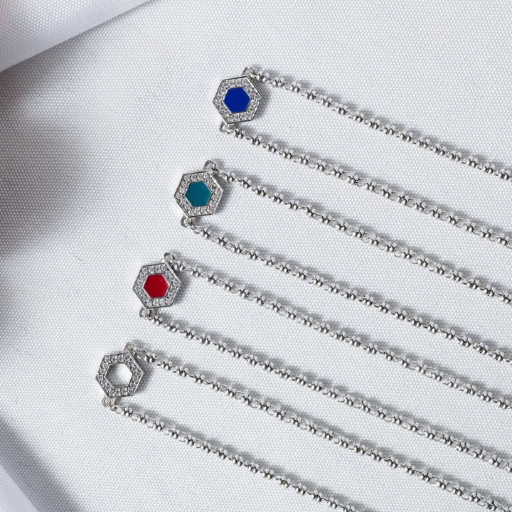 Collana Deco in Rodio con Pavé