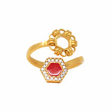 Anello Deco Statement in Oro con Rosso & Pavé